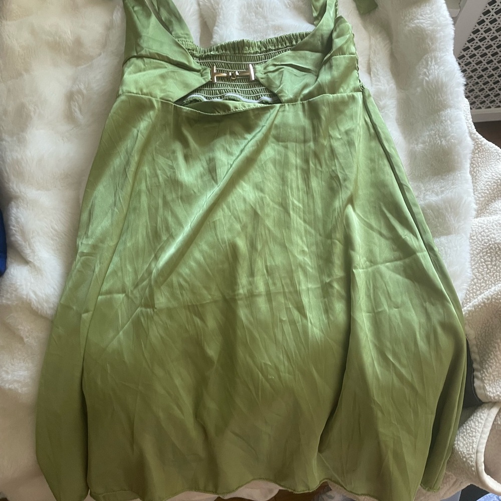 satin cut out mini dress